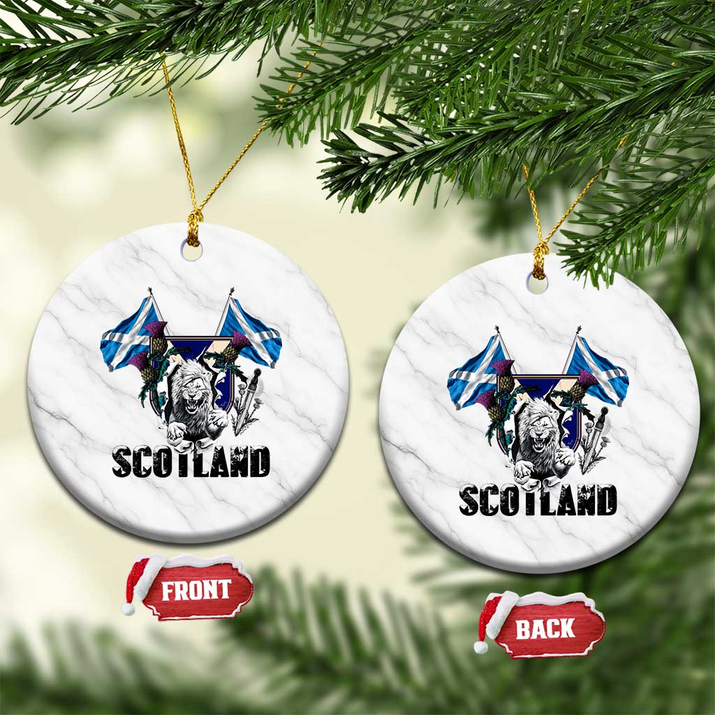 Roaring Scottish Lion Crest Ceramic Ornament Thistle Scotland Flag Emblem for Brave Highlanders TS02 1pc White Marble Print Your Wear