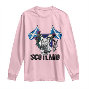 Roaring Scottish Lion Crest Long Sleeve Shirt Thistle Scotland Flag Emblem for Brave Highlanders TS02 Light Pink Print Your Wear