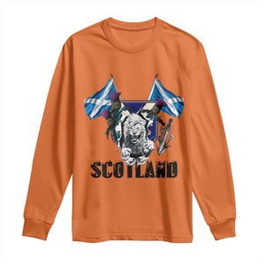 Roaring Scottish Lion Crest Long Sleeve Shirt Thistle Scotland Flag Emblem for Brave Highlanders TS02 Orange Print Your Wear
