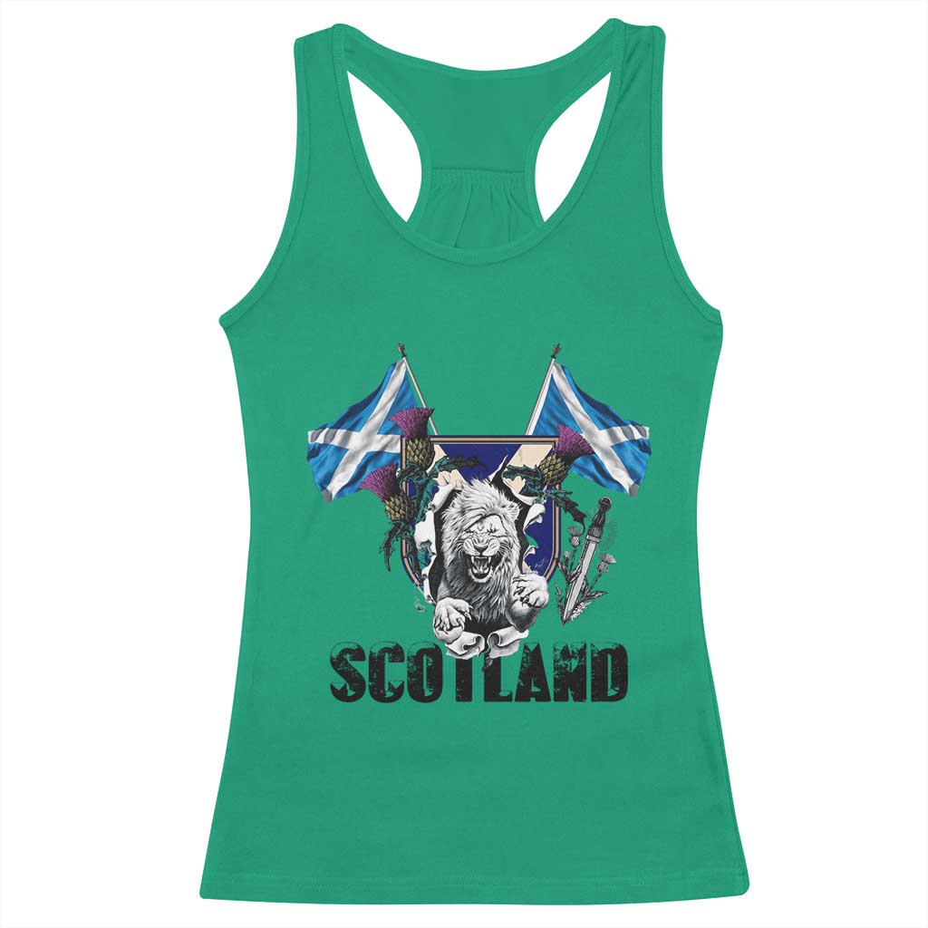 Roaring Scottish Lion Crest Racerback Tank Top Thistle Scotland Flag Emblem for Brave Highlanders TS02 Irish Green Print Your Wear