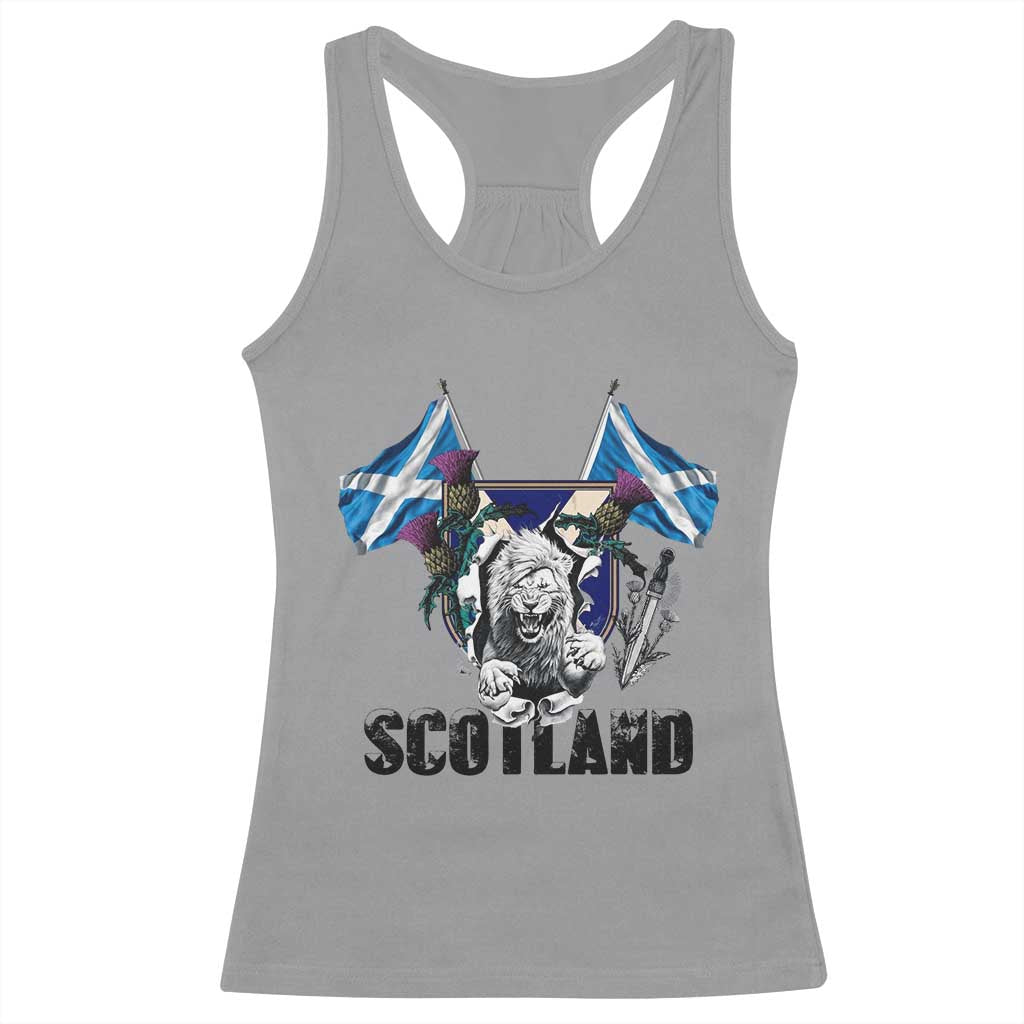 Roaring Scottish Lion Crest Racerback Tank Top Thistle Scotland Flag Emblem for Brave Highlanders TS02 Sport Gray Print Your Wear