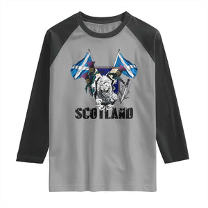 Roaring Scottish Lion Crest Raglan Shirt Thistle Scotland Flag Emblem for Brave Highlanders TS02 Sport Gray Black Print Your Wear