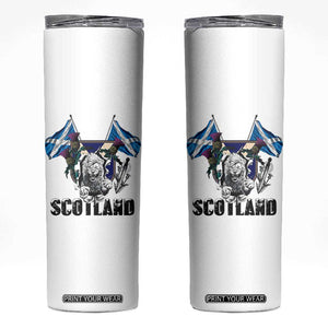 Roaring Scottish Lion Crest Skinny Tumbler Thistle Scotland Flag Emblem for Brave Highlanders TS02 White Print Your Wear