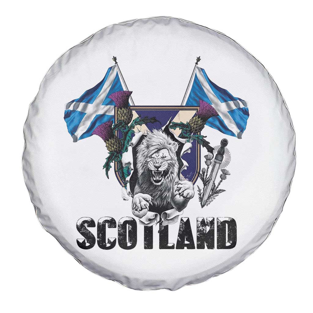 Roaring Scottish Lion Crest Spare Tire Cover Thistle Scotland Flag Emblem for Brave Highlanders TS02 Print Your Wear
