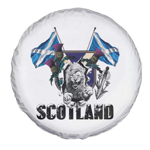Roaring Scottish Lion Crest Spare Tire Cover Thistle Scotland Flag Emblem for Brave Highlanders TS02 Print Your Wear
