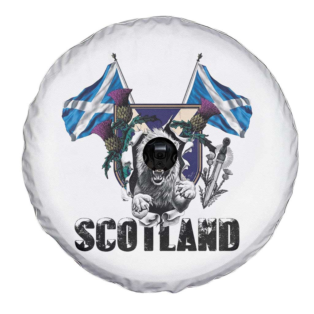 Roaring Scottish Lion Crest Spare Tire Cover Thistle Scotland Flag Emblem for Brave Highlanders TS02 Print Your Wear