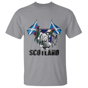Roaring Scottish Lion Crest T Shirt Thistle Scotland Flag Emblem for Brave Highlanders TS02 Sport Gray Print Your Wear