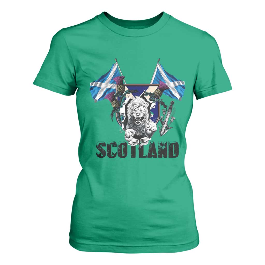 Roaring Scottish Lion Crest T Shirt For Women Thistle Scotland Flag Emblem for Brave Highlanders TS02 Irish Green Print Your Wear