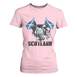 Roaring Scottish Lion Crest T Shirt For Women Thistle Scotland Flag Emblem for Brave Highlanders TS02 Light Pink Print Your Wear