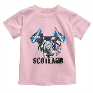 Roaring Scottish Lion Crest Toddler T Shirt Thistle Scotland Flag Emblem for Brave Highlanders TS02 Light Pink Print Your Wear