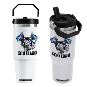 Roaring Scottish Lion Crest Flip Straw Tumbler Thistle Scotland Flag Emblem for Brave Highlanders TS02 One Size: 30 oz White Print Your Wear