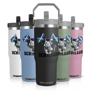 Roaring Scottish Lion Crest Flip Straw Tumbler Thistle Scotland Flag Emblem for Brave Highlanders TS02 Print Your Wear
