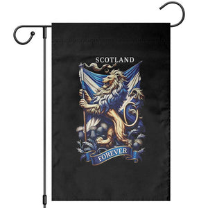 Scotland Forever Majestic Lion Rampant Holding Saltire Flag With Thistles Graphic Garden Flag