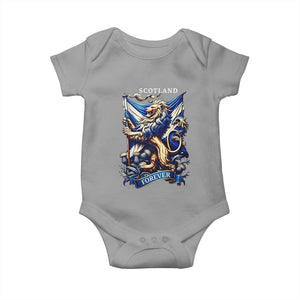 Scotland Forever Majestic Lion Rampant Holding Saltire Flag With Thistles Graphic Baby Onesie