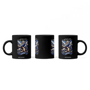 Scotland Forever Majestic Lion Rampant Holding Saltire Flag With Thistles Graphic Coffee Mug