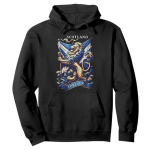 Scotland Forever Majestic Lion Rampant Holding Saltire Flag With Thistles Graphic Hoodie