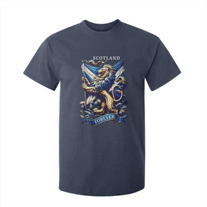 Scotland Forever Majestic Lion Rampant Holding Saltire Flag With Thistles Graphic T Shirt For Kid