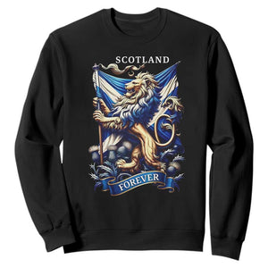 Scotland Forever Majestic Lion Rampant Holding Saltire Flag With Thistles Graphic Sweatshirt