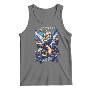 Scotland Forever Majestic Lion Rampant Holding Saltire Flag With Thistles Graphic Tank Top