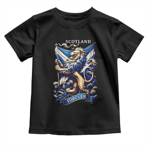 Scotland Forever Majestic Lion Rampant Holding Saltire Flag With Thistles Graphic Toddler T Shirt
