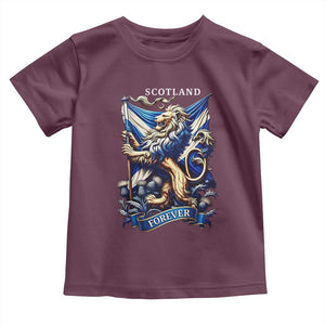 Scotland Forever Majestic Lion Rampant Holding Saltire Flag With Thistles Graphic Toddler T Shirt