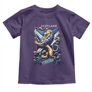 Scotland Forever Majestic Lion Rampant Holding Saltire Flag With Thistles Graphic Toddler T Shirt