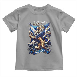 Scotland Forever Majestic Lion Rampant Holding Saltire Flag With Thistles Graphic Toddler T Shirt