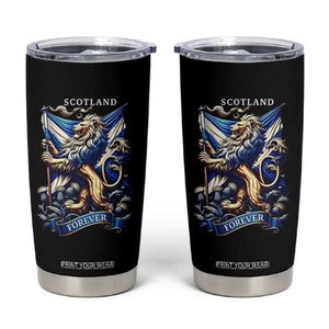Scotland Forever Majestic Lion Rampant Holding Saltire Flag With Thistles Graphic Tumbler Cup