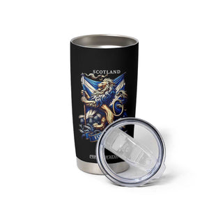 Scotland Forever Majestic Lion Rampant Holding Saltire Flag With Thistles Graphic Tumbler Cup