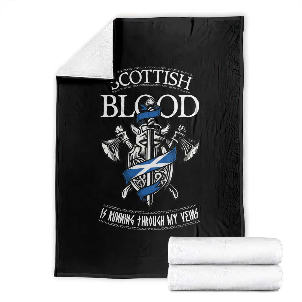Scottish Blood Running Through My Veins Throw Blanket Viking Axe and Sword Heritage TS02 Black Print Your Wear