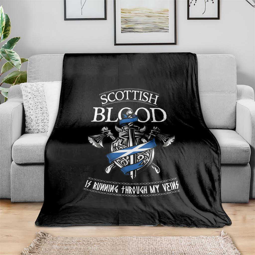 Scottish Blood Running Through My Veins Throw Blanket Viking Axe and Sword Heritage TS02 Print Your Wear