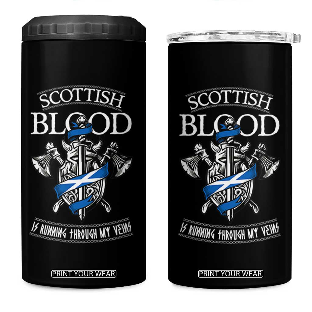 Scottish Blood Running Through My Veins 4 in 1 Can Cooler Tumbler Viking Axe and Sword Heritage TS02 One Size: 16 oz Black Print Your Wear