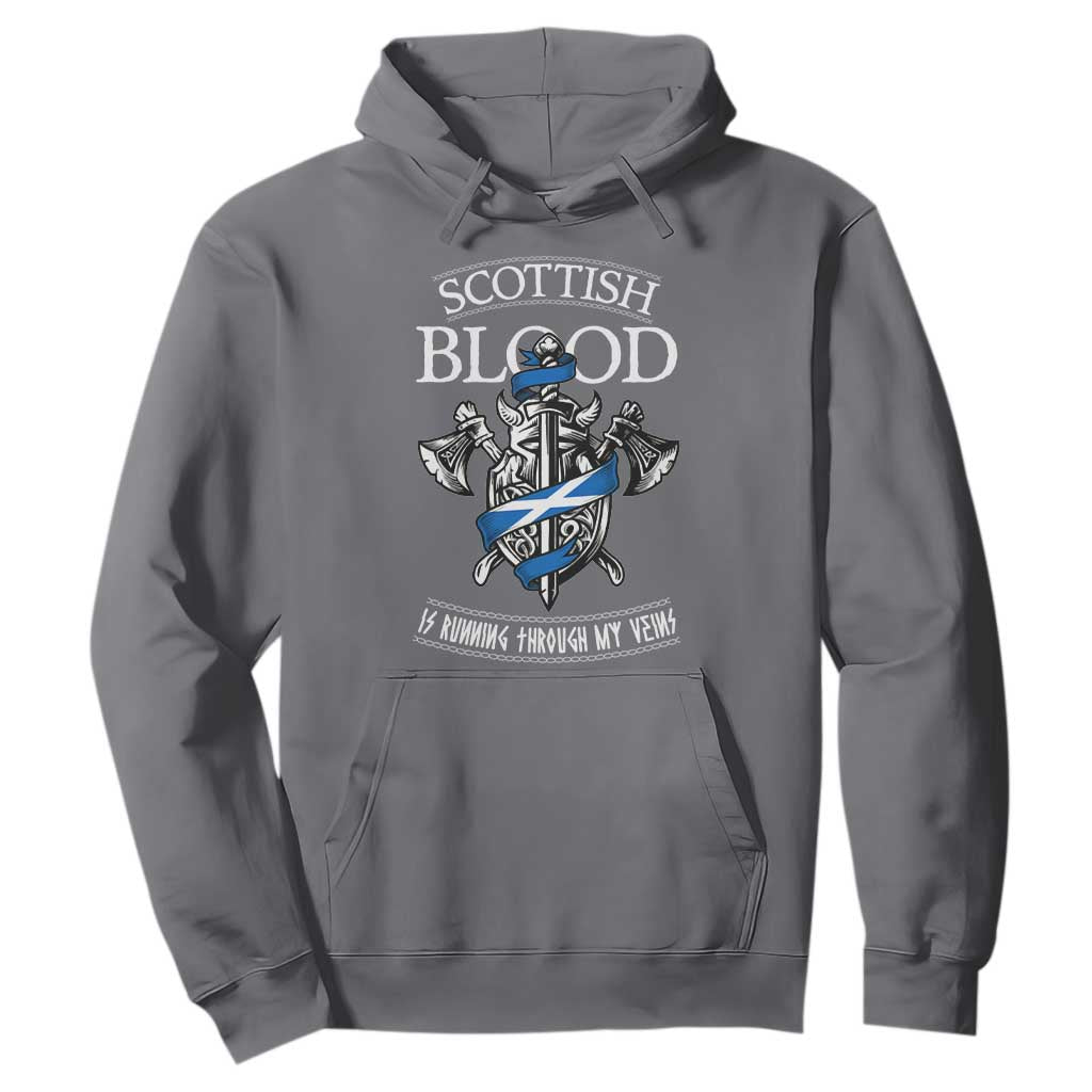 Scottish Blood Running Through My Veins Hoodie Viking Axe and Sword Heritage TS02 Charcoal Print Your Wear