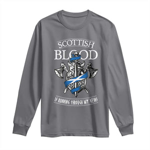 Scottish Blood Running Through My Veins Long Sleeve Shirt Viking Axe and Sword Heritage TS02 Charcoal Print Your Wear