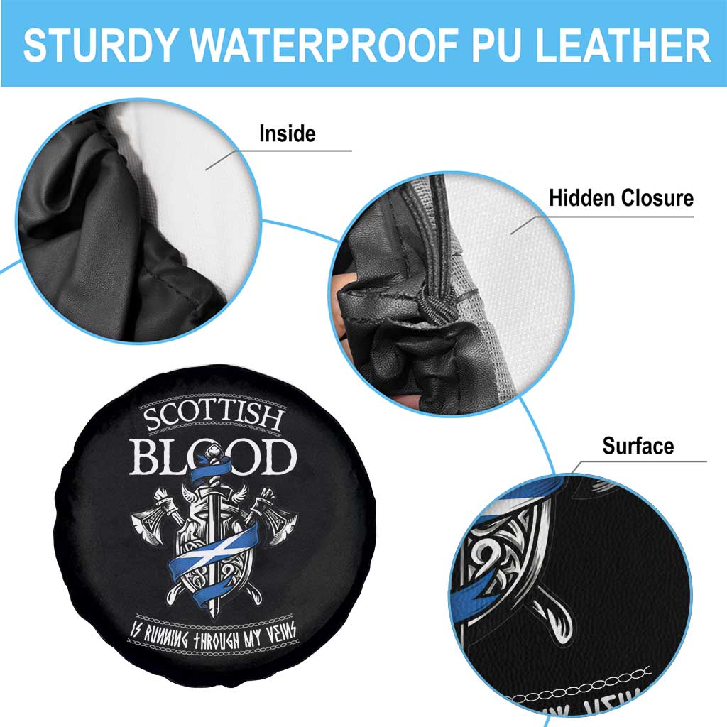 Scottish Blood Running Through My Veins Spare Tire Cover Viking Axe and Sword Heritage TS02 Print Your Wear