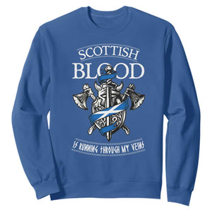 Scottish Blood Running Through My Veins Sweatshirt Viking Axe and Sword Heritage TS02 Royal Blue Print Your Wear
