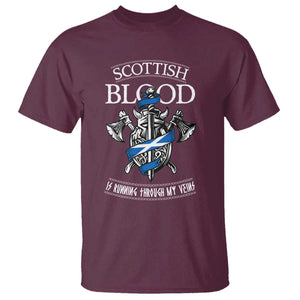 Scottish Blood Running Through My Veins T Shirt Viking Axe and Sword Heritage TS02 Maroon Print Your Wear