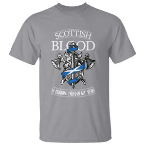 Scottish Blood Running Through My Veins T Shirt Viking Axe and Sword Heritage TS02 Sport Gray Print Your Wear