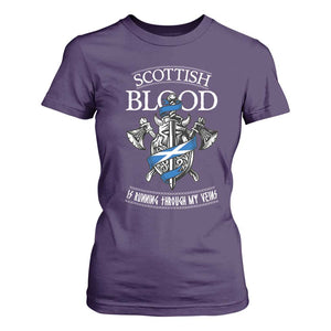 Scottish Blood Running Through My Veins T Shirt For Women Viking Axe and Sword Heritage TS02 Purple Print Your Wear