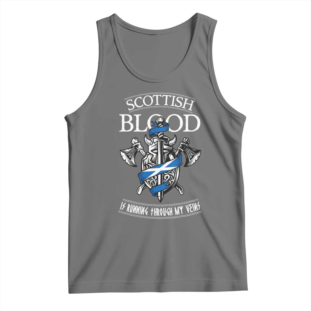 Scottish Blood Running Through My Veins Tank Top Viking Axe and Sword Heritage TS02 Black Heather Print Your Wear