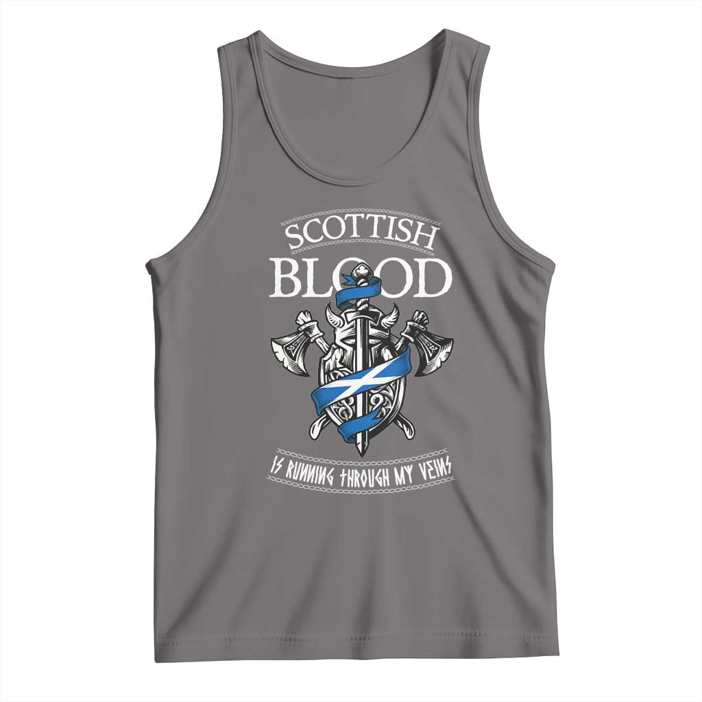Scottish Blood Running Through My Veins Tank Top Viking Axe and Sword Heritage TS02 Deep Heather Print Your Wear
