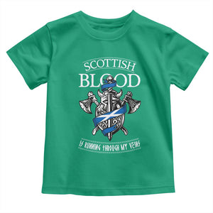Scottish Blood Running Through My Veins Toddler T Shirt Viking Axe and Sword Heritage TS02 Irish Green Print Your Wear