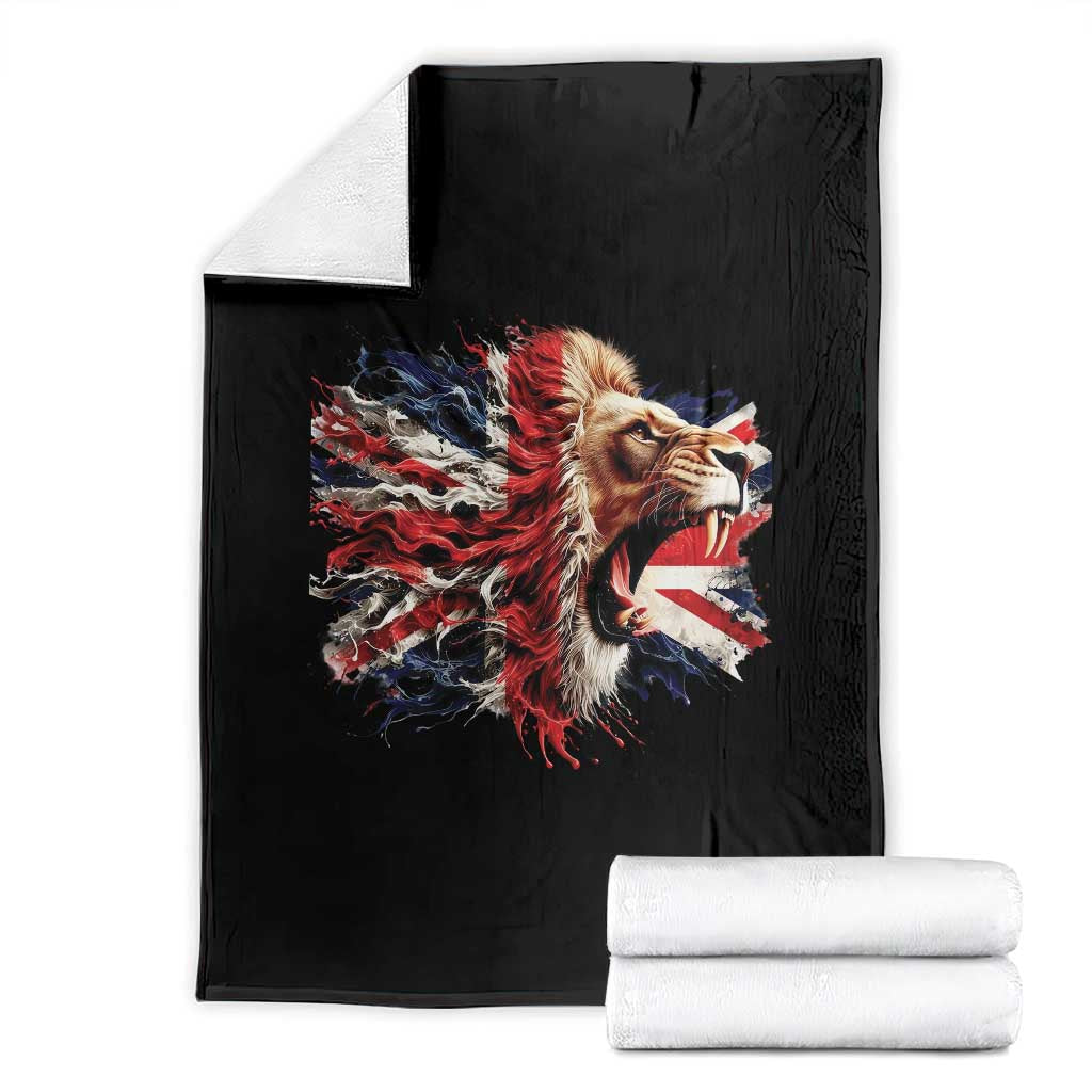 Roaring British Lion Flag Throw Blanket Union Jack UK Pride TS02 Black Print Your Wear
