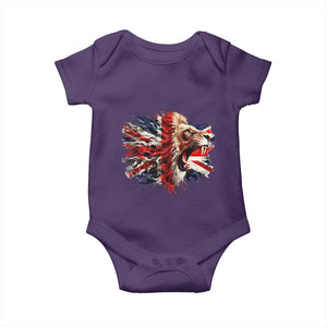 Roaring British Lion Flag Baby Onesie Union Jack UK Pride TS02 Purple Print Your Wear