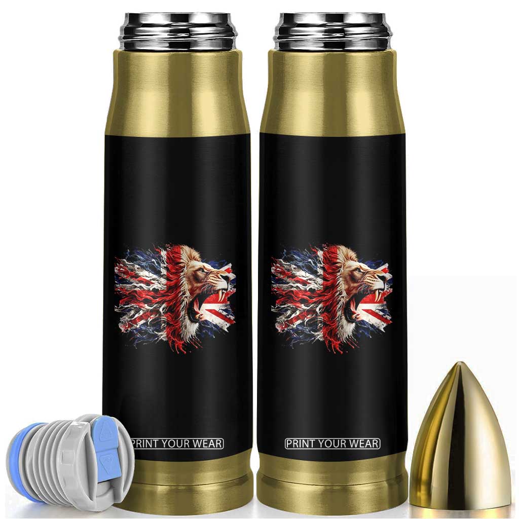Roaring British Lion Flag Bullet Tumbler Union Jack UK Pride TS02 Black Print Your Wear