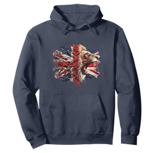Roaring British Lion Flag Hoodie Union Jack UK Pride TS02 Navy Print Your Wear