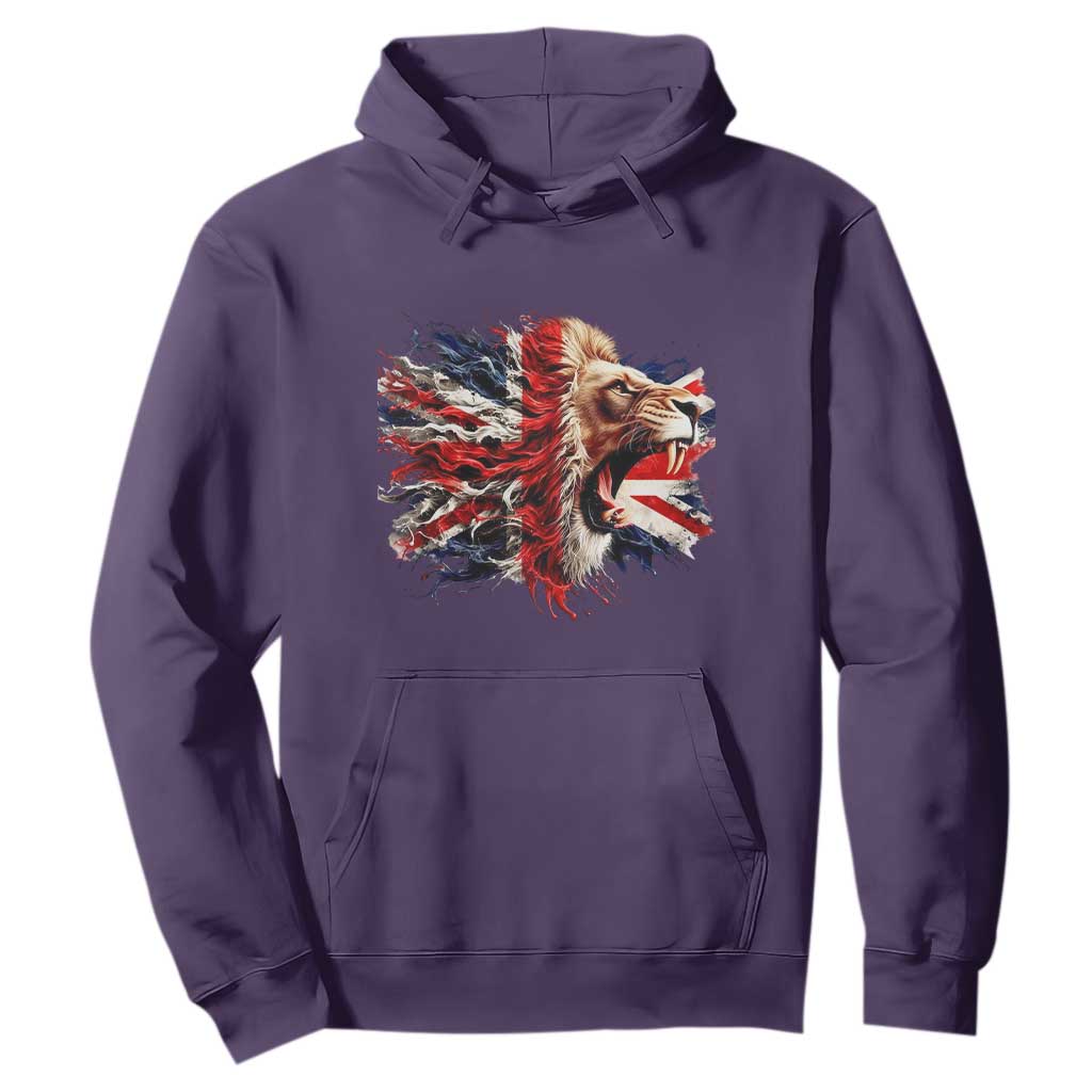 Roaring British Lion Flag Hoodie Union Jack UK Pride TS02 Purple Print Your Wear