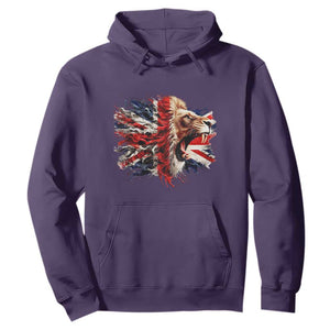 Roaring British Lion Flag Hoodie Union Jack UK Pride TS02 Purple Print Your Wear