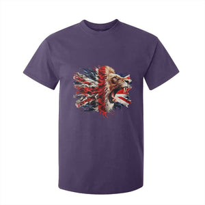 Roaring British Lion Flag T Shirt For Kid Union Jack UK Pride TS02 Purple Print Your Wear