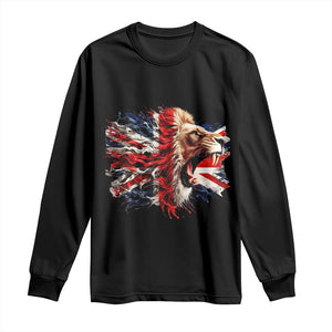 Roaring British Lion Flag Long Sleeve Shirt Union Jack UK Pride TS02 Black Print Your Wear